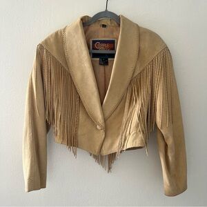 Vintage Cripple Creek Suede Fringe Western Jacket in Tan Size Small